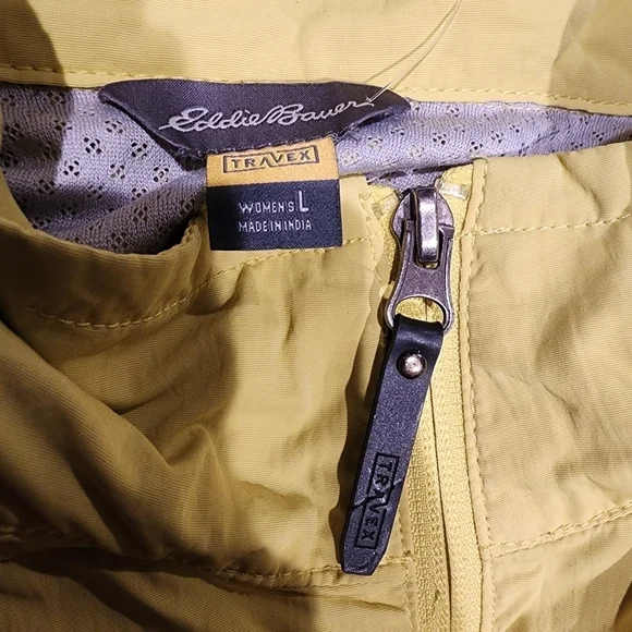 Eddie Bauer Travex Bright Yellow Nylon Rain Travel Jacket Women's Large L EUC - Picture 8 of 8